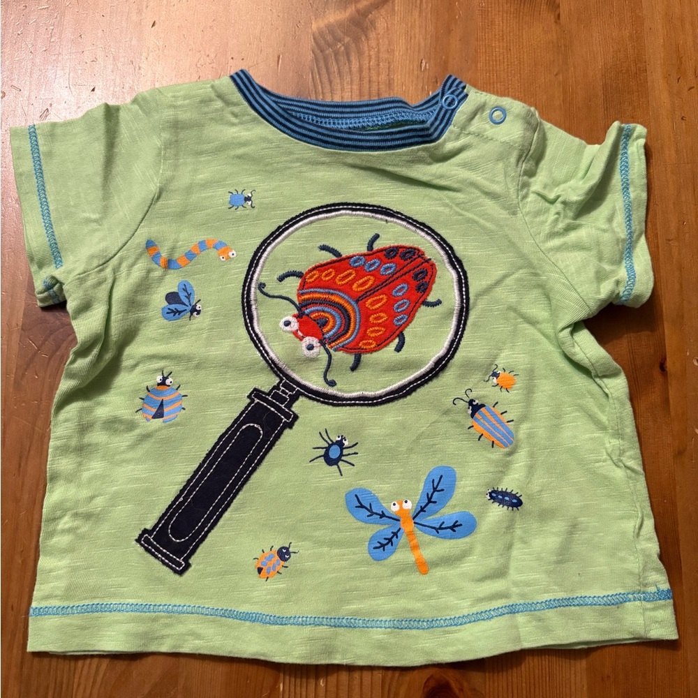 NWOT! Hatley Green and Blue Short Sleeve Tee with bugs Design
